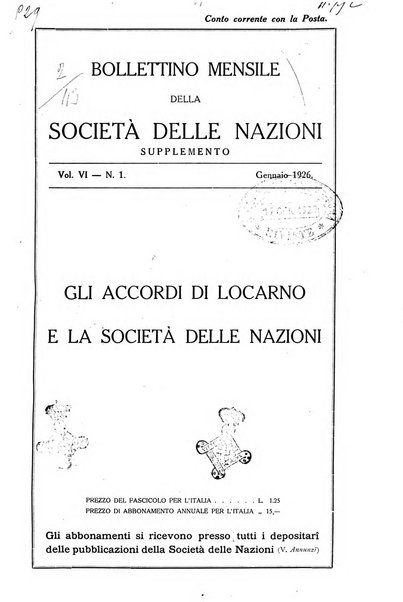 Bollettino mensile della Società delle Nazioni