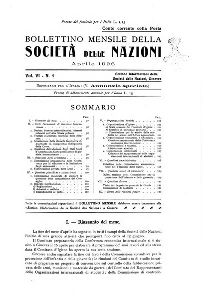 Bollettino mensile della Società delle Nazioni