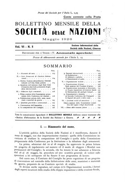 Bollettino mensile della Società delle Nazioni