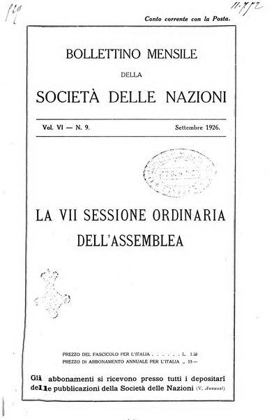 Bollettino mensile della Società delle Nazioni