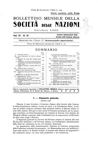 Bollettino mensile della Società delle Nazioni