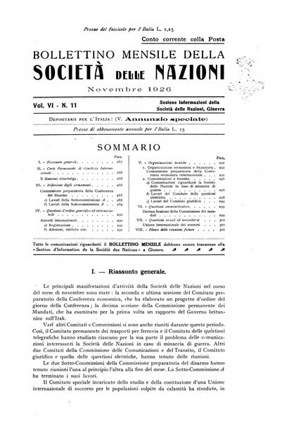 Bollettino mensile della Società delle Nazioni