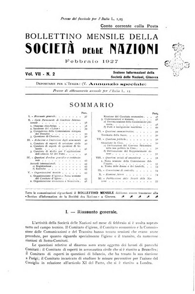 Bollettino mensile della Società delle Nazioni