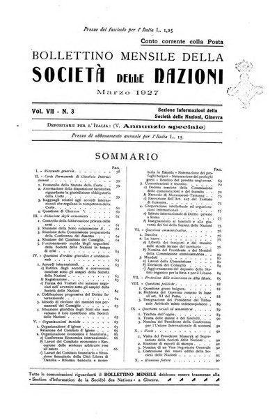 Bollettino mensile della Società delle Nazioni