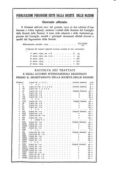 Bollettino mensile della Società delle Nazioni