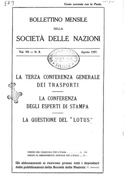 Bollettino mensile della Società delle Nazioni