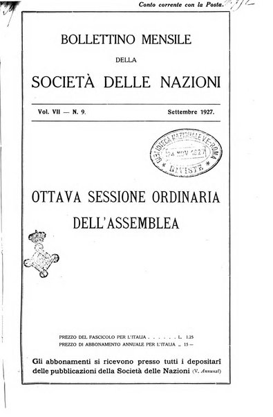 Bollettino mensile della Società delle Nazioni