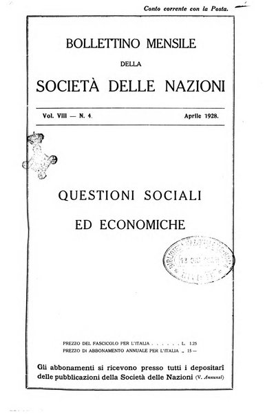 Bollettino mensile della Società delle Nazioni