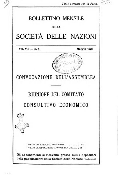 Bollettino mensile della Società delle Nazioni