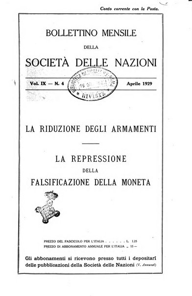 Bollettino mensile della Società delle Nazioni