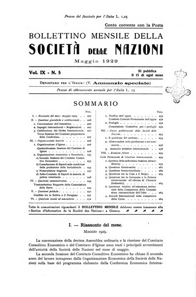 Bollettino mensile della Società delle Nazioni