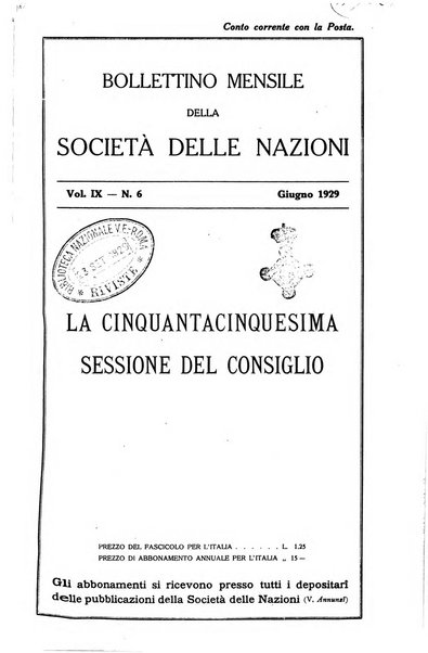 Bollettino mensile della Società delle Nazioni