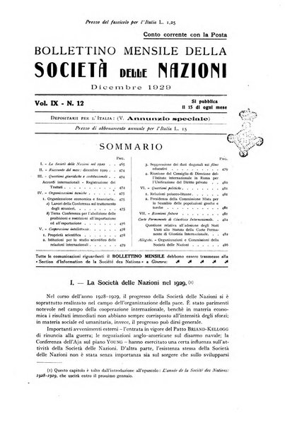 Bollettino mensile della Società delle Nazioni