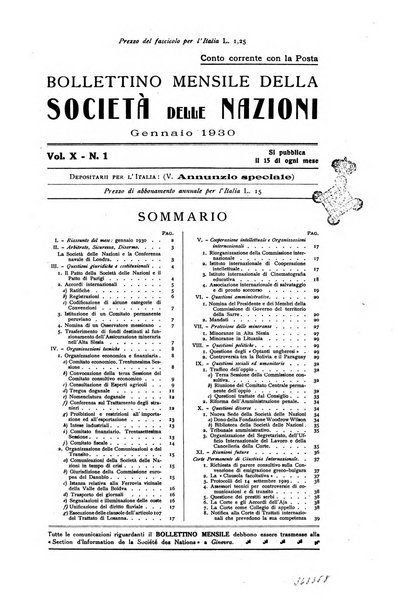 Bollettino mensile della Società delle Nazioni