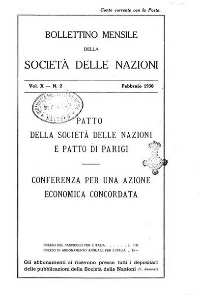 Bollettino mensile della Società delle Nazioni