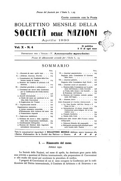 Bollettino mensile della Società delle Nazioni