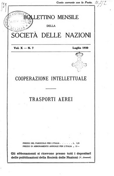 Bollettino mensile della Società delle Nazioni