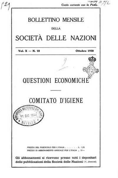 Bollettino mensile della Società delle Nazioni