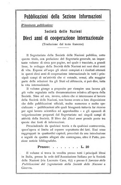 Bollettino mensile della Società delle Nazioni