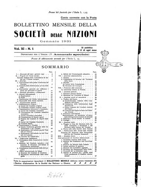 Bollettino mensile della Società delle Nazioni