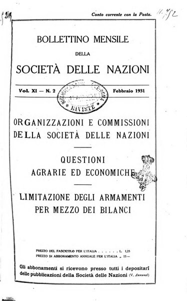 Bollettino mensile della Società delle Nazioni