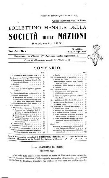 Bollettino mensile della Società delle Nazioni