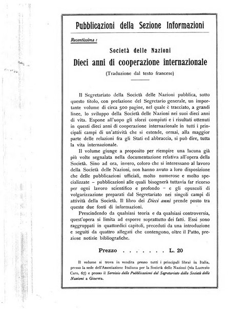 Bollettino mensile della Società delle Nazioni