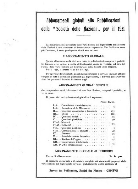 Bollettino mensile della Società delle Nazioni