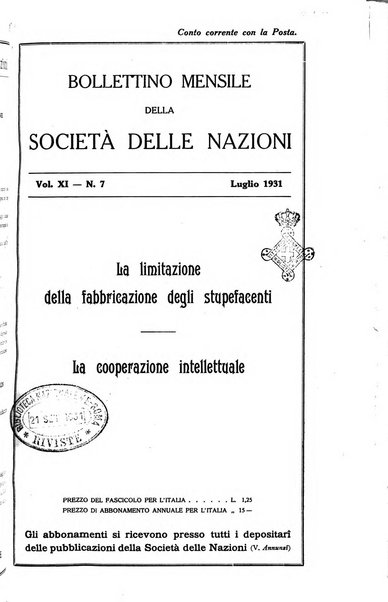 Bollettino mensile della Società delle Nazioni