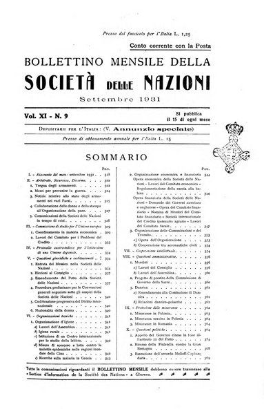 Bollettino mensile della Società delle Nazioni