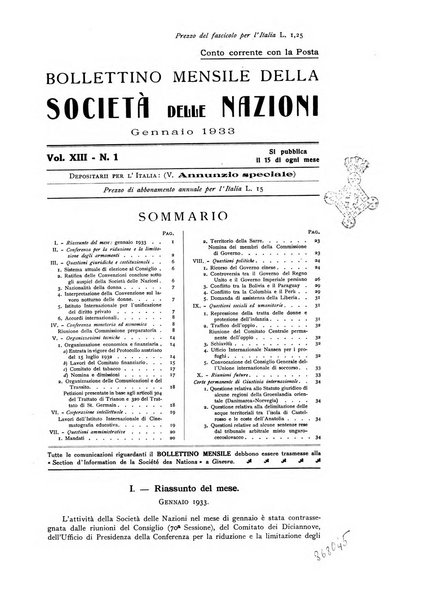 Bollettino mensile della Società delle Nazioni