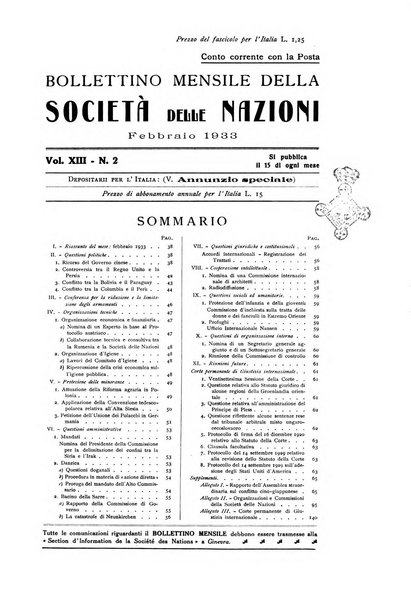 Bollettino mensile della Società delle Nazioni