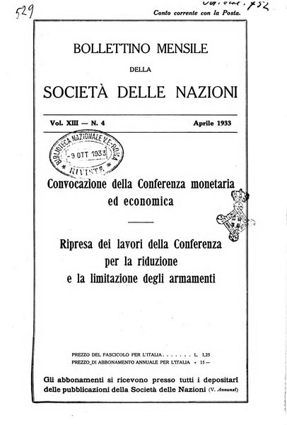 Bollettino mensile della Società delle Nazioni