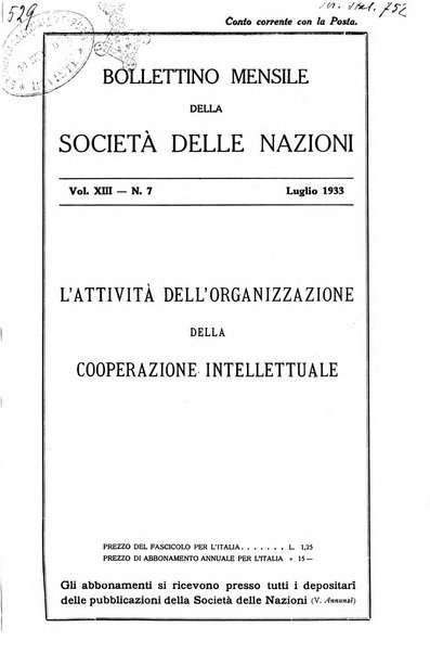 Bollettino mensile della Società delle Nazioni