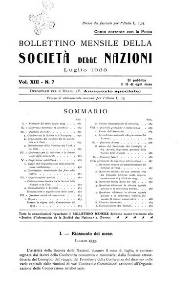 Bollettino mensile della Società delle Nazioni