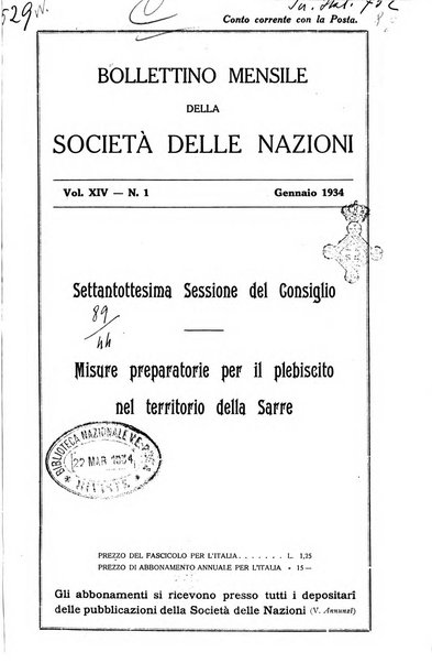 Bollettino mensile della Società delle Nazioni