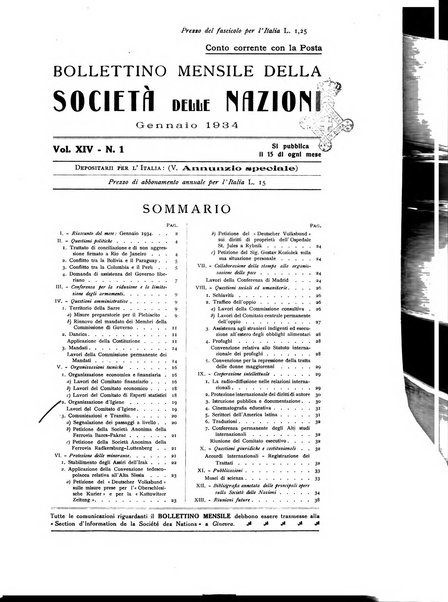 Bollettino mensile della Società delle Nazioni