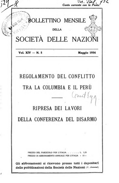 Bollettino mensile della Società delle Nazioni