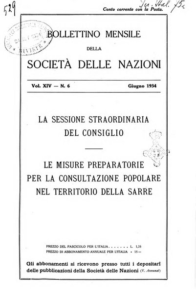 Bollettino mensile della Società delle Nazioni