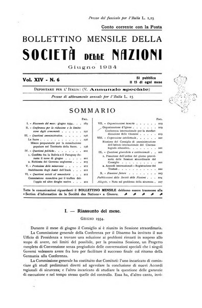 Bollettino mensile della Società delle Nazioni