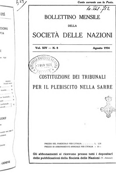 Bollettino mensile della Società delle Nazioni