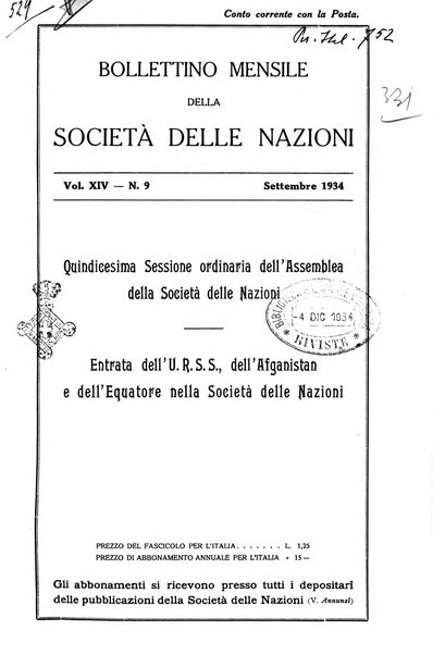 Bollettino mensile della Società delle Nazioni