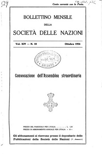 Bollettino mensile della Società delle Nazioni