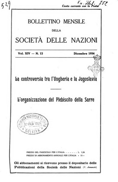 Bollettino mensile della Società delle Nazioni