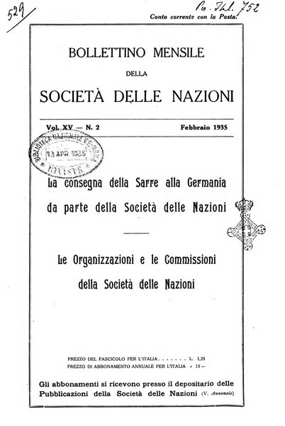 Bollettino mensile della Società delle Nazioni