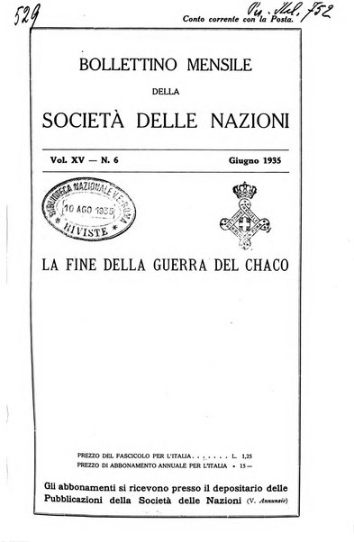 Bollettino mensile della Società delle Nazioni