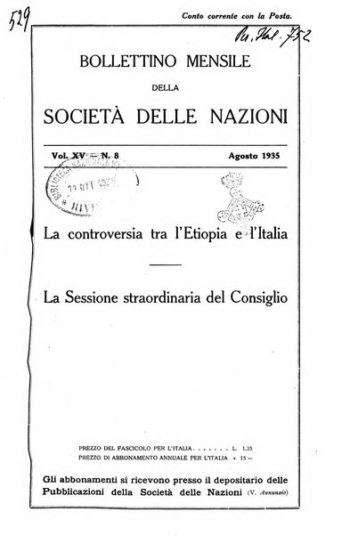 Bollettino mensile della Società delle Nazioni