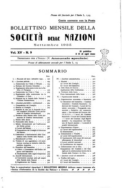 Bollettino mensile della Società delle Nazioni