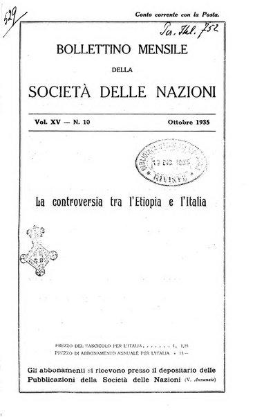 Bollettino mensile della Società delle Nazioni