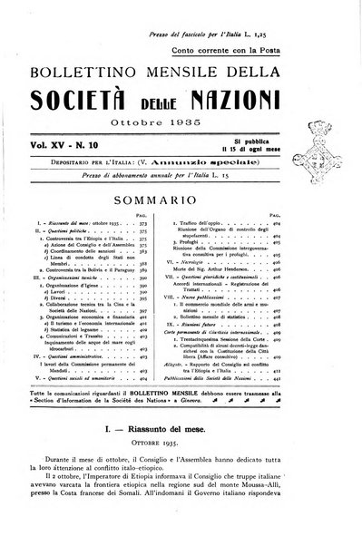 Bollettino mensile della Società delle Nazioni